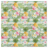 Blumen u. Ananas-aquamarine Streifen Stoff (Muster)