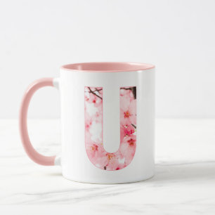 Blumen U Anfangsbuchstabe Tasse   Personalisierter