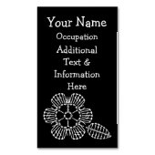 Blumen-u. Blatt-Häkelarbeit-Diagramm (Schwarzes u. Magnetische Visitenkarte (Vorderseite Vertikal)