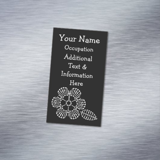 Blumen-u. Blatt-Häkelarbeit-Diagramm (Schwarzes u. Magnetische Visitenkarte (Beispiel)