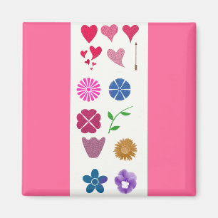 Blumen u. Herz-Magnet Magnet