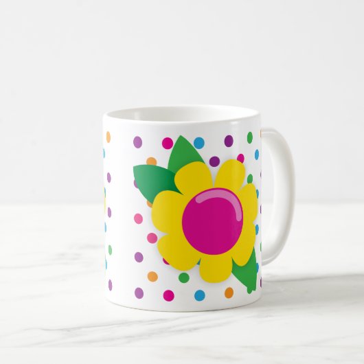 Blumen-u. Polka-Punkte Kaffeetasse (VorderseiteRechts)