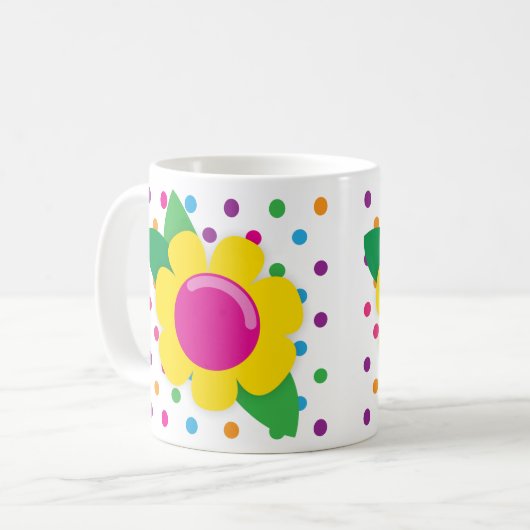 Blumen-u. Polka-Punkte Kaffeetasse (Vorderseite Links)