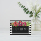 Blumen u. Streifen-Feiertags-Geschenk-Zertifikat Rabattkarte (Stehend Vorderseite)