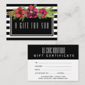 Blumen u. Streifen-Feiertags-Geschenk-Zertifikat Rabattkarte (Vorne/Hinten)