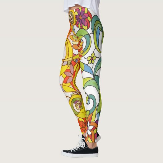 Blumen u. Wirbels-Leggings durch Leslie Clair Leggings (Links)