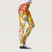 Blumen u. Wirbels-Leggings durch Leslie Clair Leggings (Rechts)