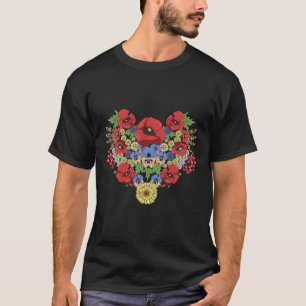 Blumen Ukraine Mohn Viburnum Retro Ukrainisch Vy T-Shirt