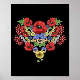 Blumen Ukraine Mohn Viburnum Vintage Ukrainisch Poster