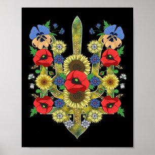 Blumen-Ukraine Trysub Süße Rote Mohnblumen Ukraini Poster