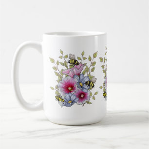 Blumen und Bienen, Freihand-Botanik-Kunst Kaffeetasse