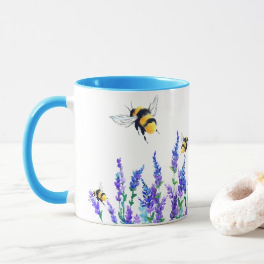 Blumen und Bienen Kaffeetasse (Mit Donut)