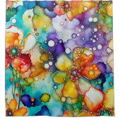 Blumen und Blasen Abstrakt Duschvorhang (Vorderseite)