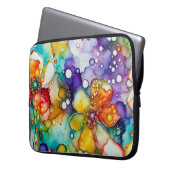 Blumen und Blasen Abstrakt Laptopschutzhülle (Vorderseite Links)