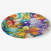 Blumen und Blasen Abstrakt Pappteller (Schrägansicht)