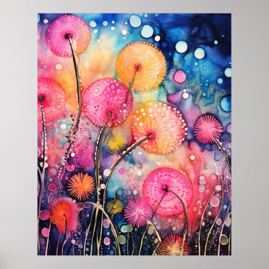 Blumen und Blasen Poster (Vorne)