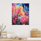 Blumen und Blasen Poster (Küche)