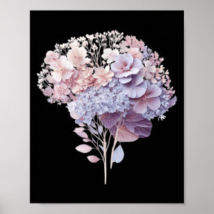 Blumen und Blätter Futuristische Gehirn Anatomie Poster