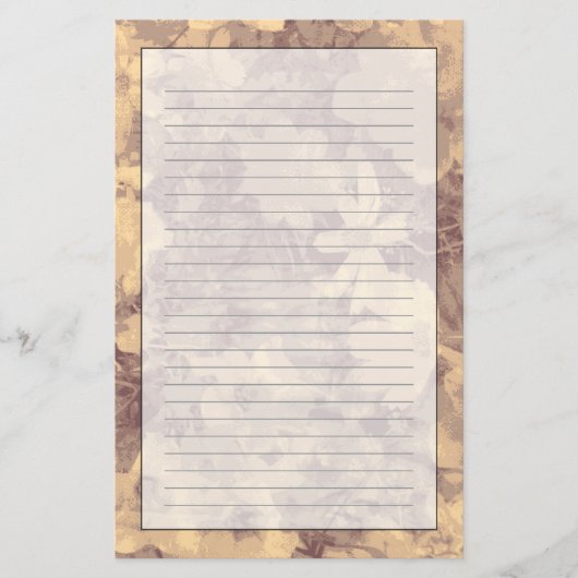 Blumen- und Blatttarnungsmuster auf Beige Briefpapier (Vorderseite)