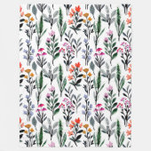 Blumen- und Blattwerk, trendfarben, weiß Fleecedecke (Vorderseite)