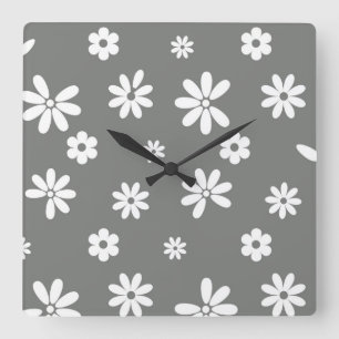 Blumen und Blütenblätter 2 Quadratische Wanduhr