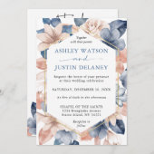 Blumen- und Blütenfloralen Hochzeitsfeiern Einladung (Vorne/Hinten)