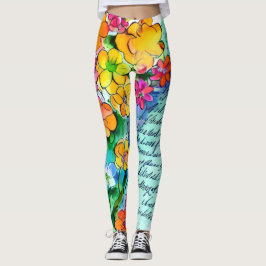 Blumen und Buchstaben Leggings