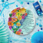 Blumen und Buchstaben Pappteller (Party)