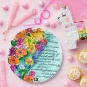 Blumen und Buchstaben Pappteller (Party)