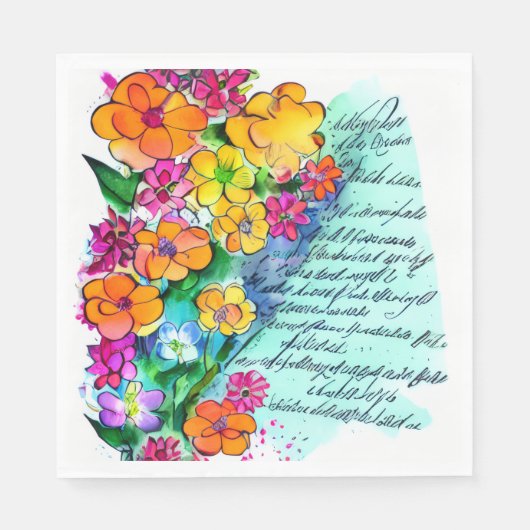 Blumen und Buchstaben Serviette (Vorderseite)