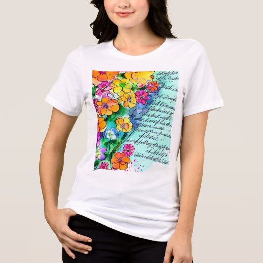 Blumen und Buchstaben Tri-Blend Shirt (Vorderseite)