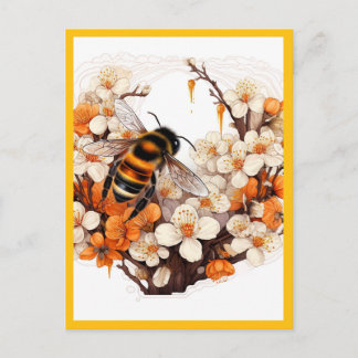 BLUMEN UND DIE BEE POSTKARTE