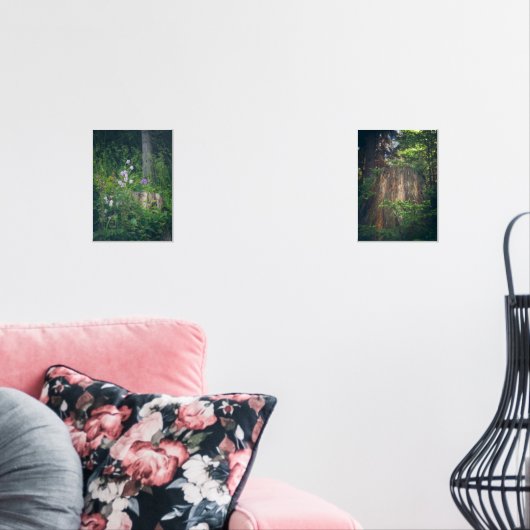 Blumen und ein Baumstumpf im Sommer Wald Bilderwand Sets (Wohnzimmer)