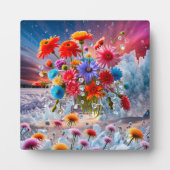 Blumen und Eiskristalle Fotoplatte (Vorderseite)