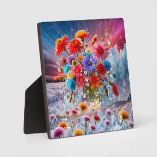 Blumen und Eiskristalle Fotoplatte