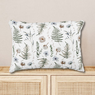Blumen und Farnblätter Waldflora Botanisch Dekokissen