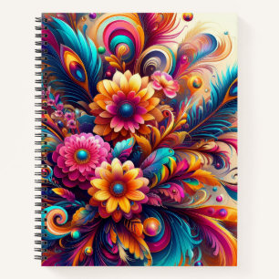Blumen und Federn Deluxe Notizblock