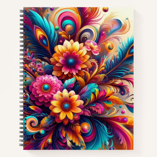 Blumen und Federn Deluxe Notizblock (Vorderseite)