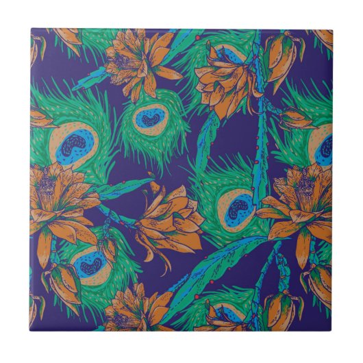 Blumen und Federn Fliese (Vorderseite)