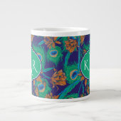 Blumen und Federn | Monogramm Jumbo-Tasse (Vorderseite)