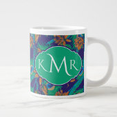 Blumen und Federn | Monogramm Jumbo-Tasse (Rechts)
