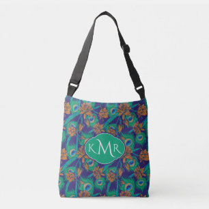 Blumen und Federn Monogramm Tragetaschen Mit Langen Trägern