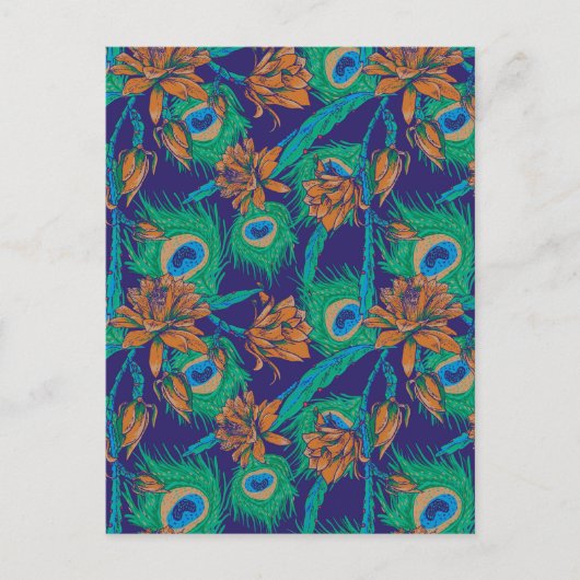 Blumen und Federn Postkarte (Vorderseite)