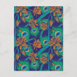 Blumen und Federn Postkarte