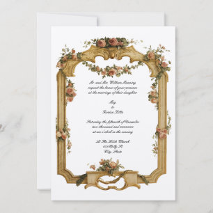 Blumen- und Fruchtbarock-Rokokofarbe Hochzeit Einladung