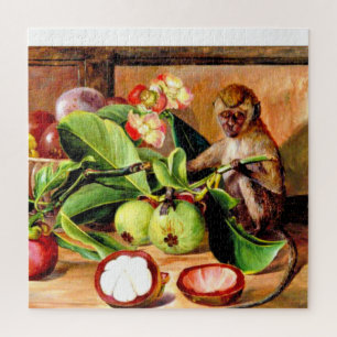 Blumen und Früchte der Mangostane; Singapur-Affe Puzzle