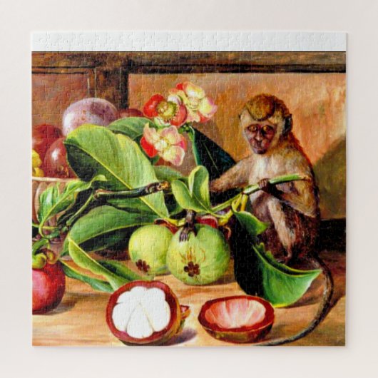 Blumen und Früchte der Mangostane; Singapur-Affe Puzzle (Vertikal)