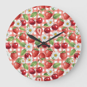 Blumen und Früchte Große Wanduhr