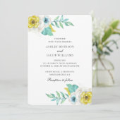 Blumen und Gelb. Botanische Hochzeit Einladung (Stehend Vorderseite)