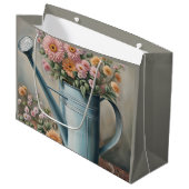 Blumen und Gießkanne Große Geschenktüte (Vorderseite Schrägansicht)
